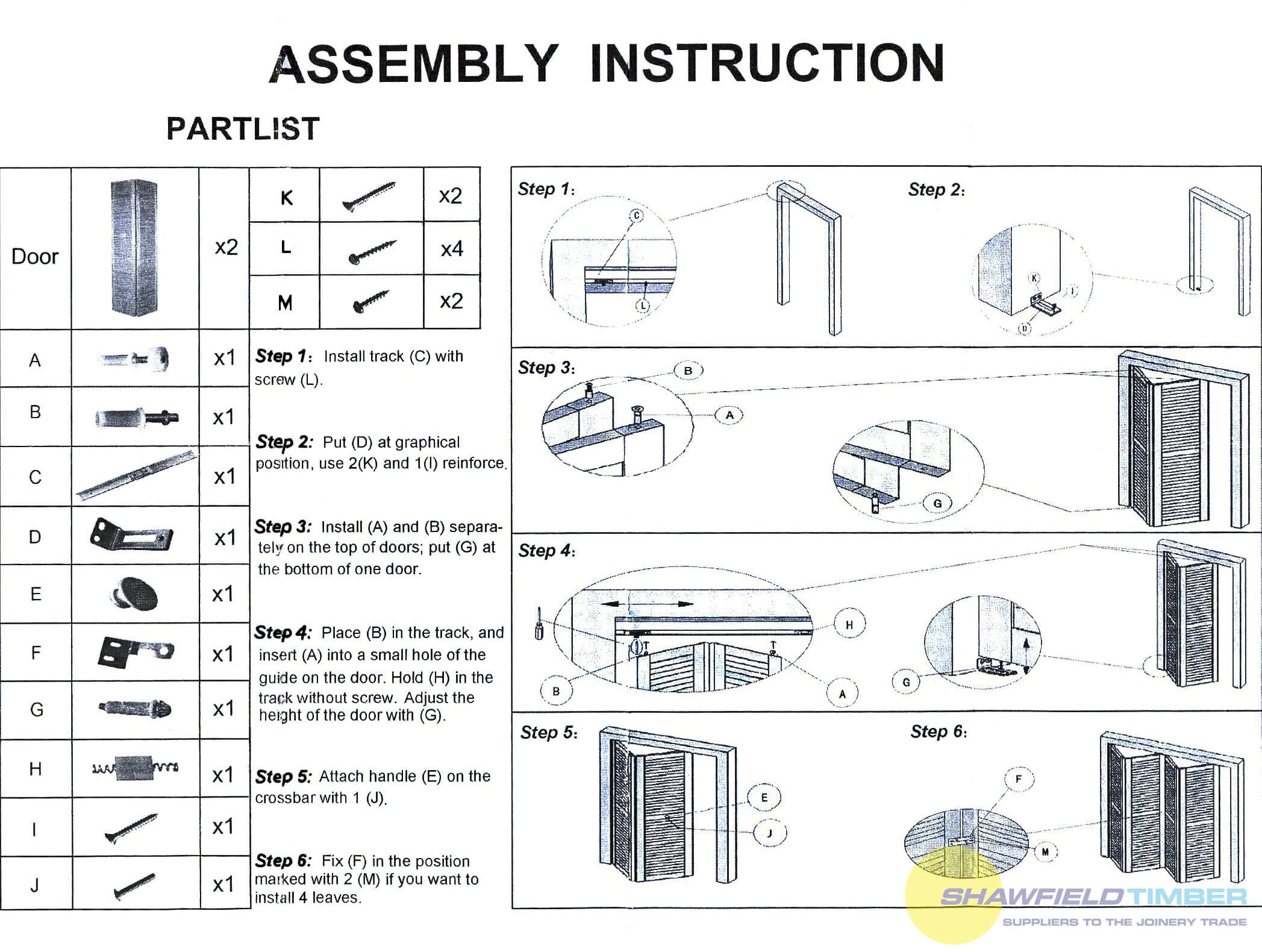 bifold door track assembly instructions